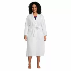 Lands' End Women's Plus Size Waffle Long Robe