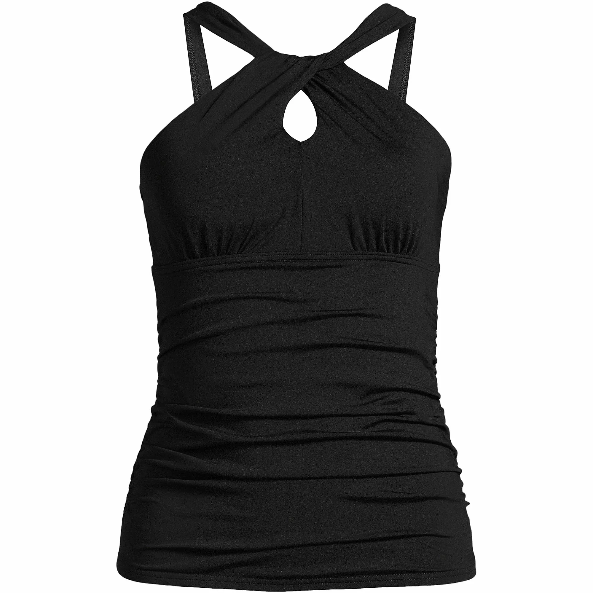 Lands' End Women's Plus Size Chlorine Resistant High Neck To One Shoulder Multi Way Tankini Swimsuit Top