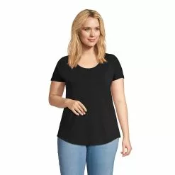Lands' End Women's Plus Size Short Sleeve Lightweight Uneck Tshirt