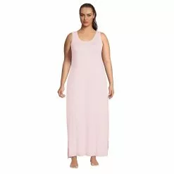 Lands' End Women's Plus Size Sleeveless Cooling Long Nightgown