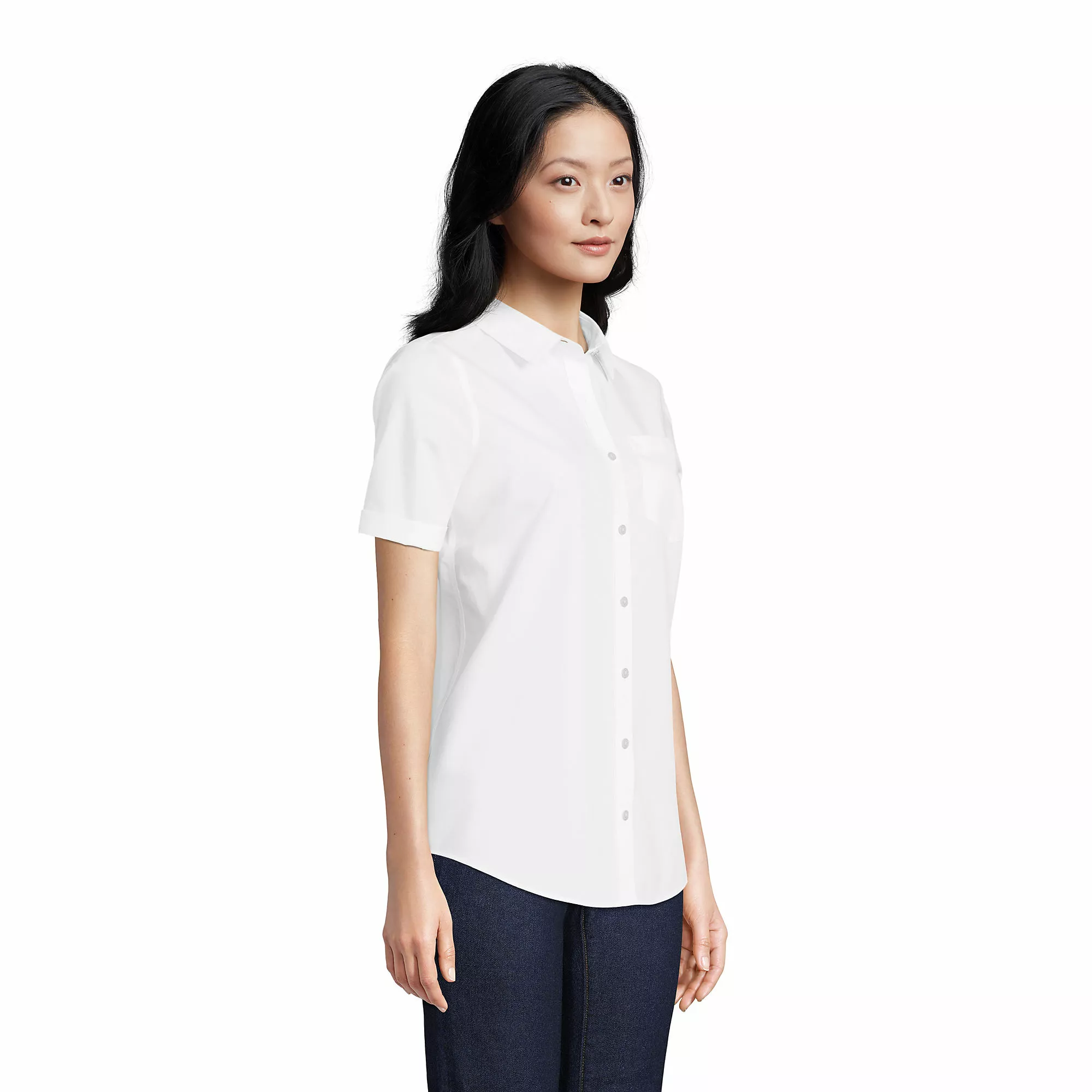 Lands' End Women's Wrinkle Free No Iron Favorite Short Sleeve Shirt - Image 3