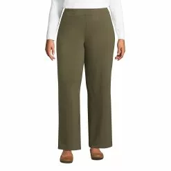 Lands' End Women's Plus Size Starfish Mid Rise Wide Leg Pull On Pants