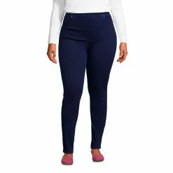 Lands' End Women's Plus Size Starfish High Rise Pull On Knit Denim Skinny Jeans
