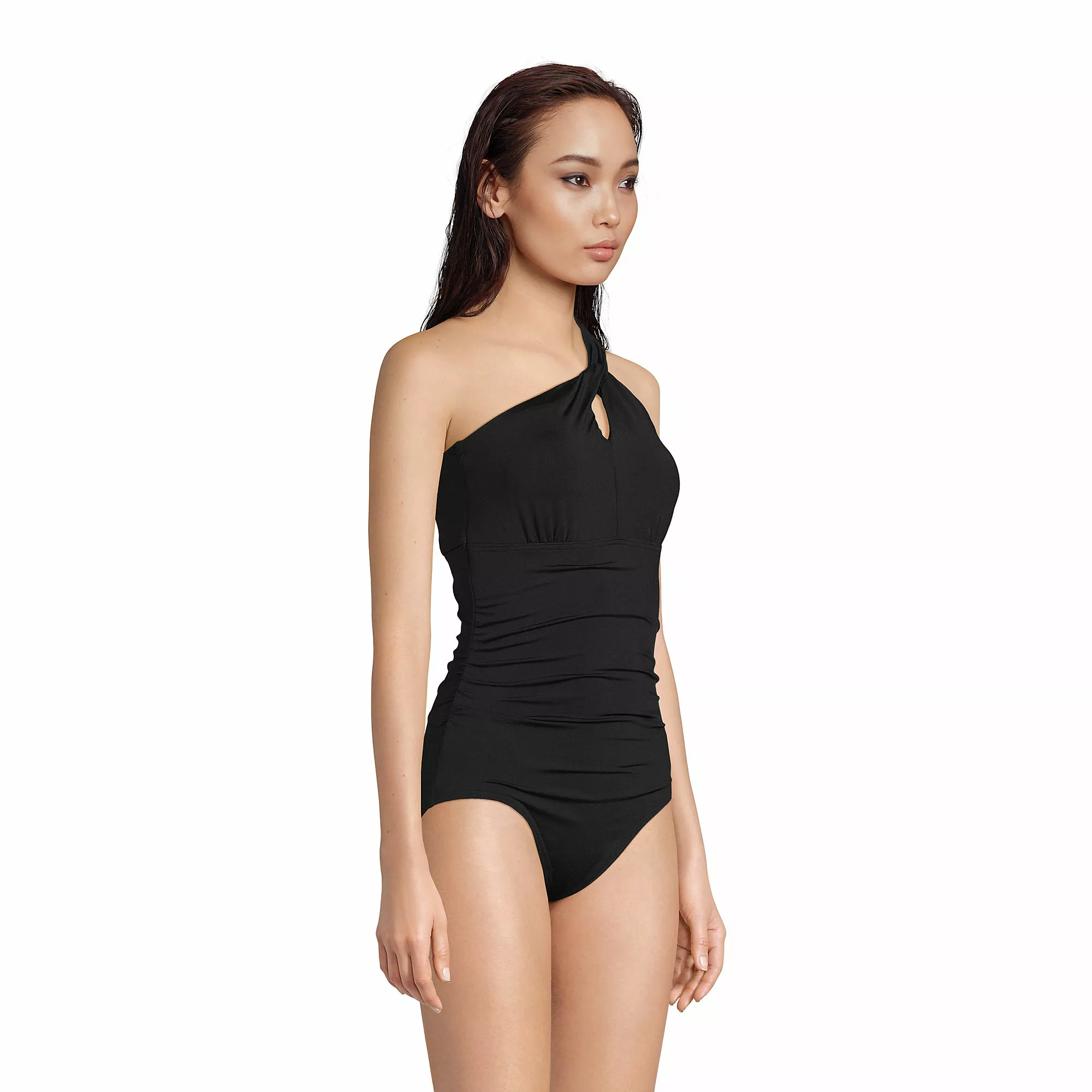 Lands' End Women's Chlorine Resistant High Neck To One Shoulder Multi Way One Piece Swimsuit - Image 8