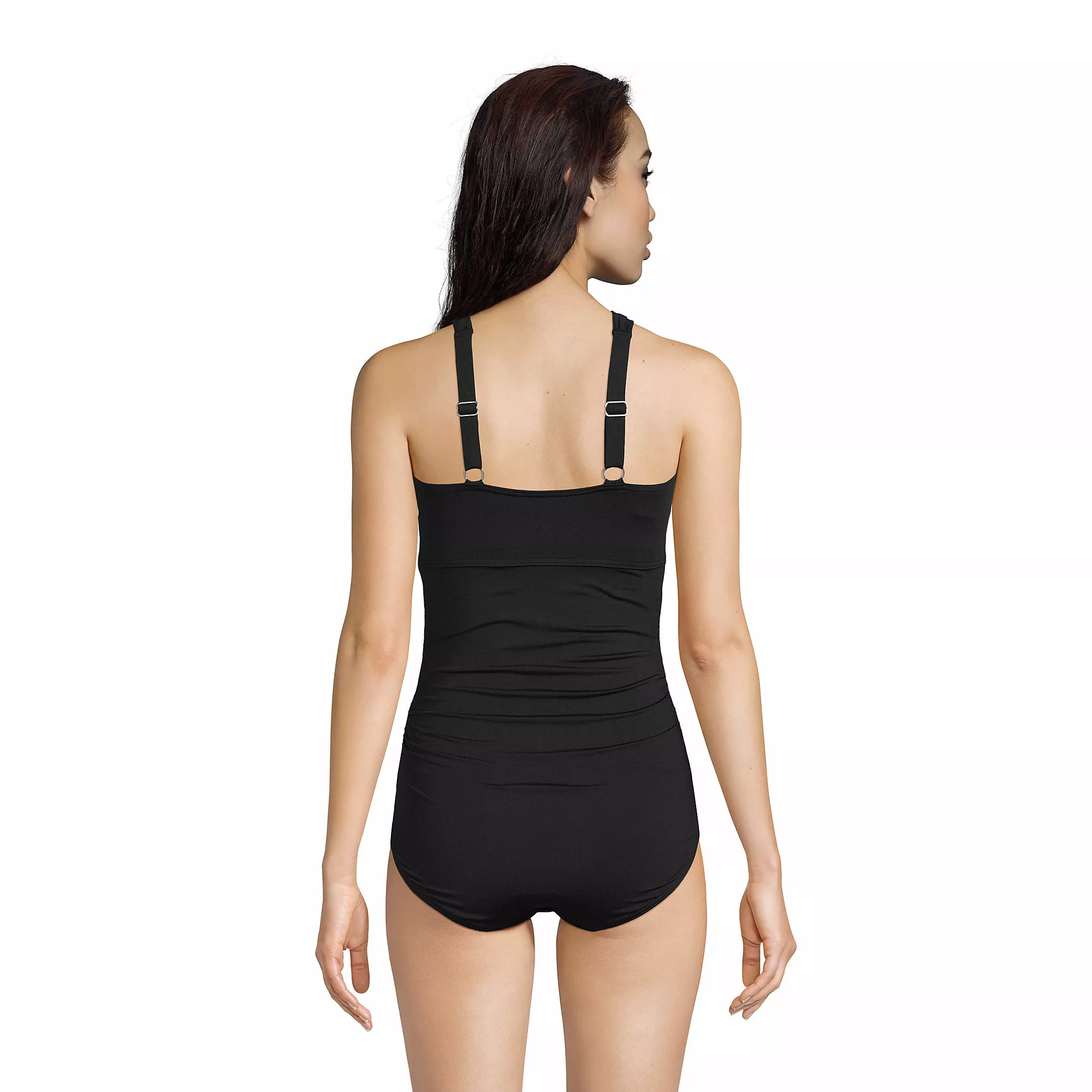 Lands' End Women's Chlorine Resistant High Neck To One Shoulder Multi Way One Piece Swimsuit - Image 3