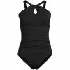Lands' End Women's Plus Size Chlorine Resistant High Neck To One Shoulder Multi Way One Piece Swimsuit