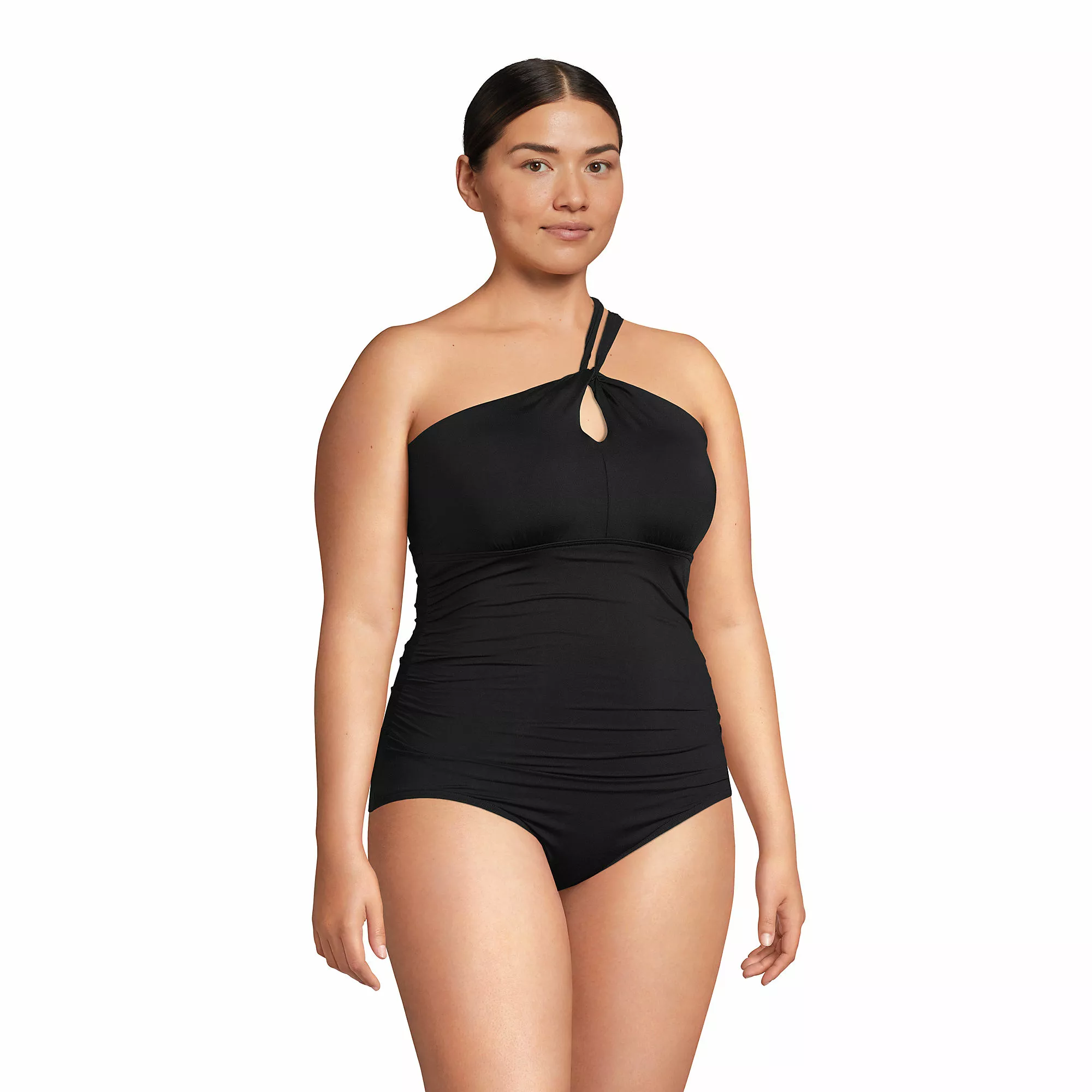 Lands' End Women's Plus Size Chlorine Resistant High Neck To One Shoulder Multi Way One Piece Swimsuit - Image 7