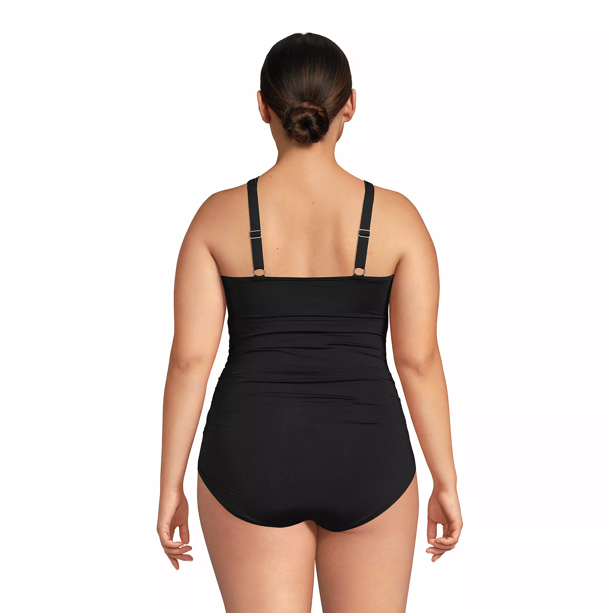 Lands' End Women's Plus Size Chlorine Resistant High Neck To One Shoulder Multi Way One Piece Swimsuit - Image 2