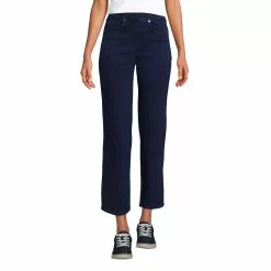 Lands' End Women's Starfish High Rise Pull On Knit Denim Straight Crop Jeans