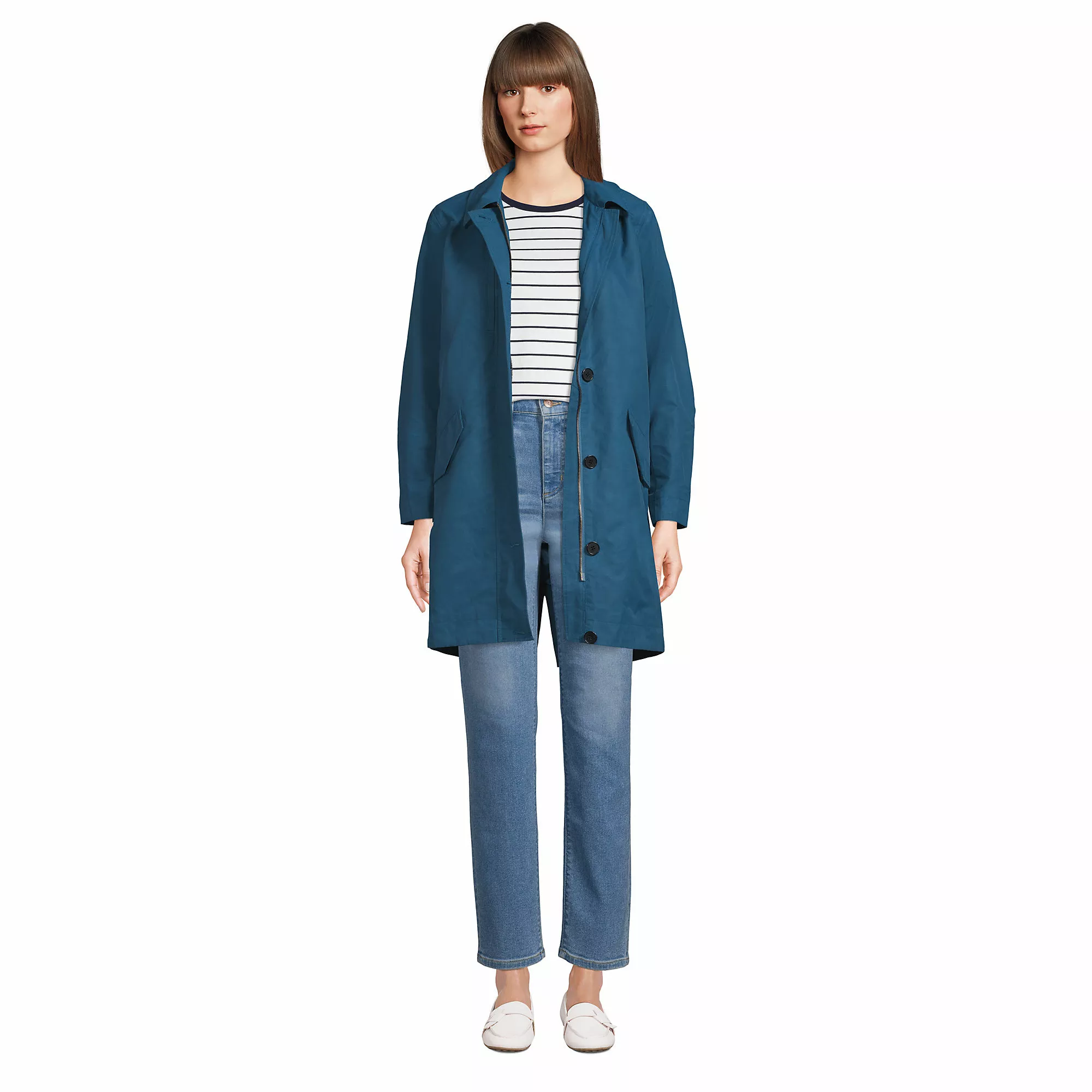 Lands' End Women's Waxed Cotton Trench Coat - Image 4