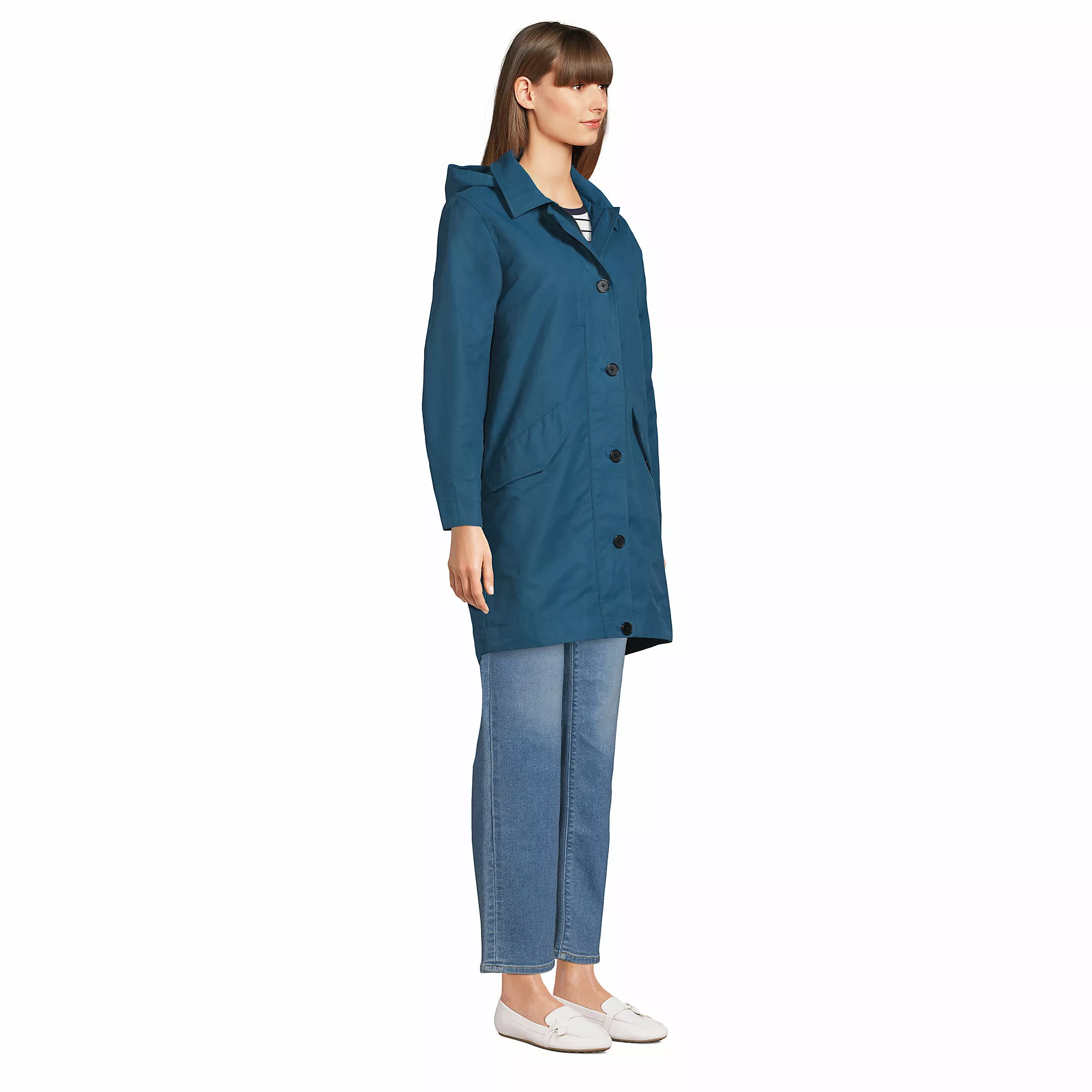 Lands' End Women's Waxed Cotton Trench Coat - Image 3