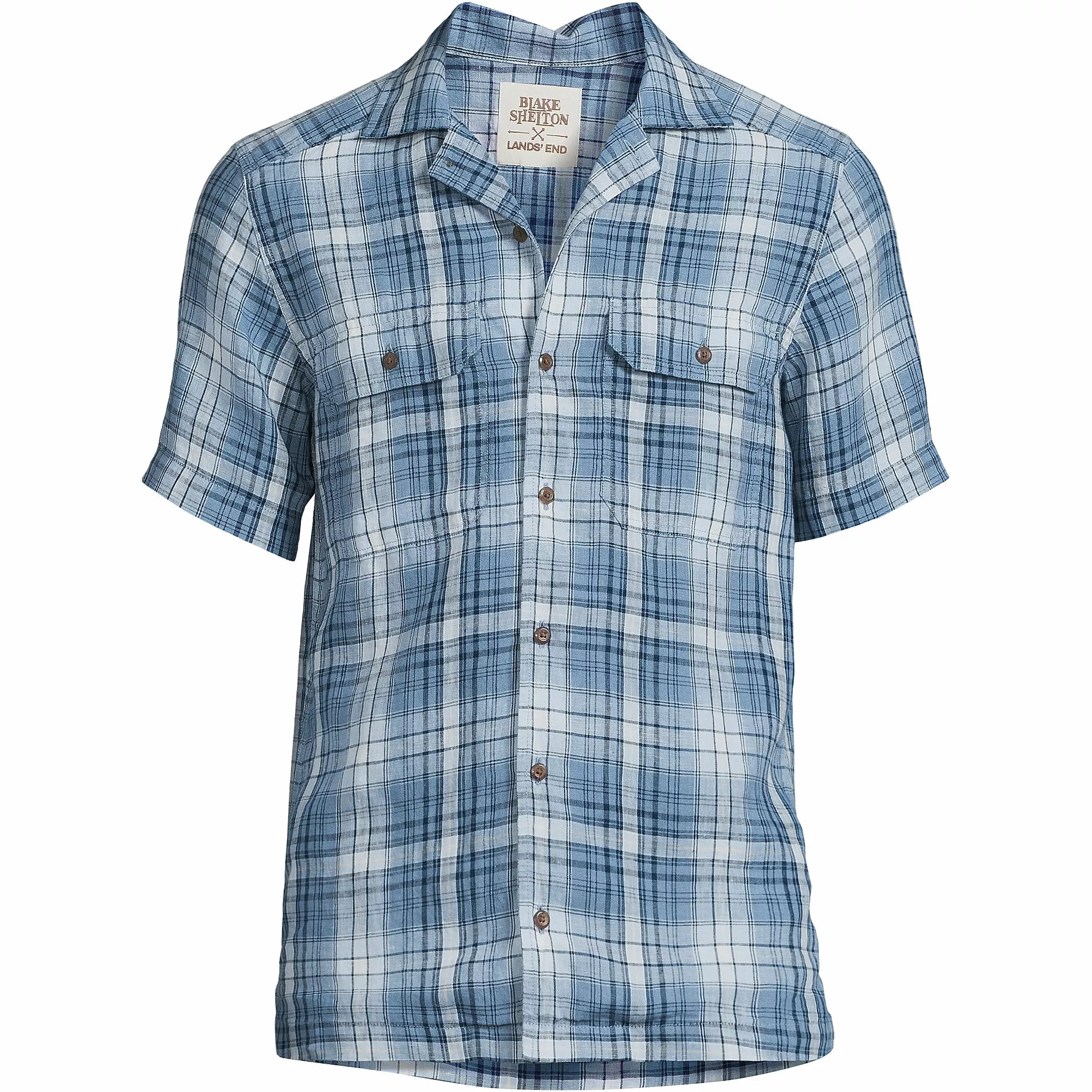 Blake Shelton X Lands' End Men's Big And Tall Short Sleeve Traditional Linen Shirt - Image 3