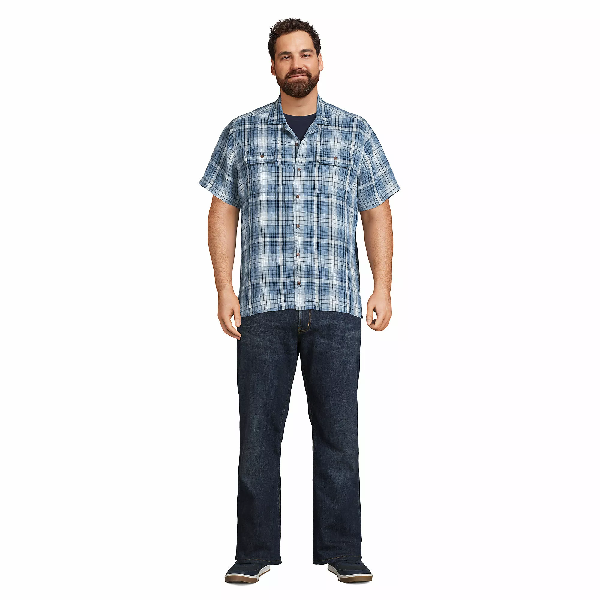 Blake Shelton X Lands' End Men's Big And Tall Short Sleeve Traditional Linen Shirt - Image 6