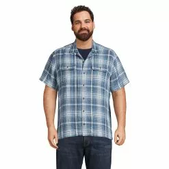 Blake Shelton X Lands' End Men's Big And Tall Short Sleeve Traditional Linen Shirt