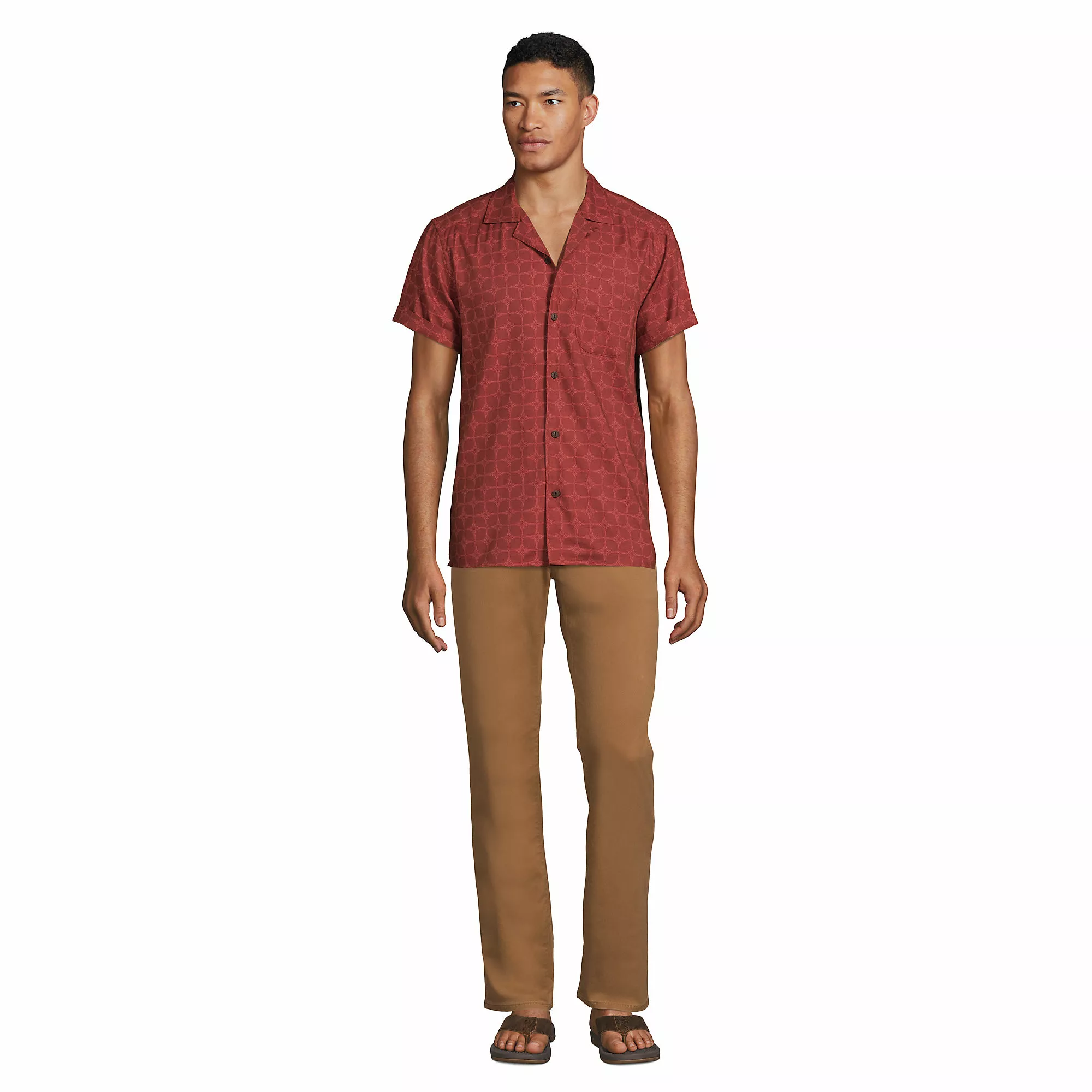 Blake Shelton X Lands' End Men's Traditional Fit Short Sleeve Hawaiian Shirt - Image 6
