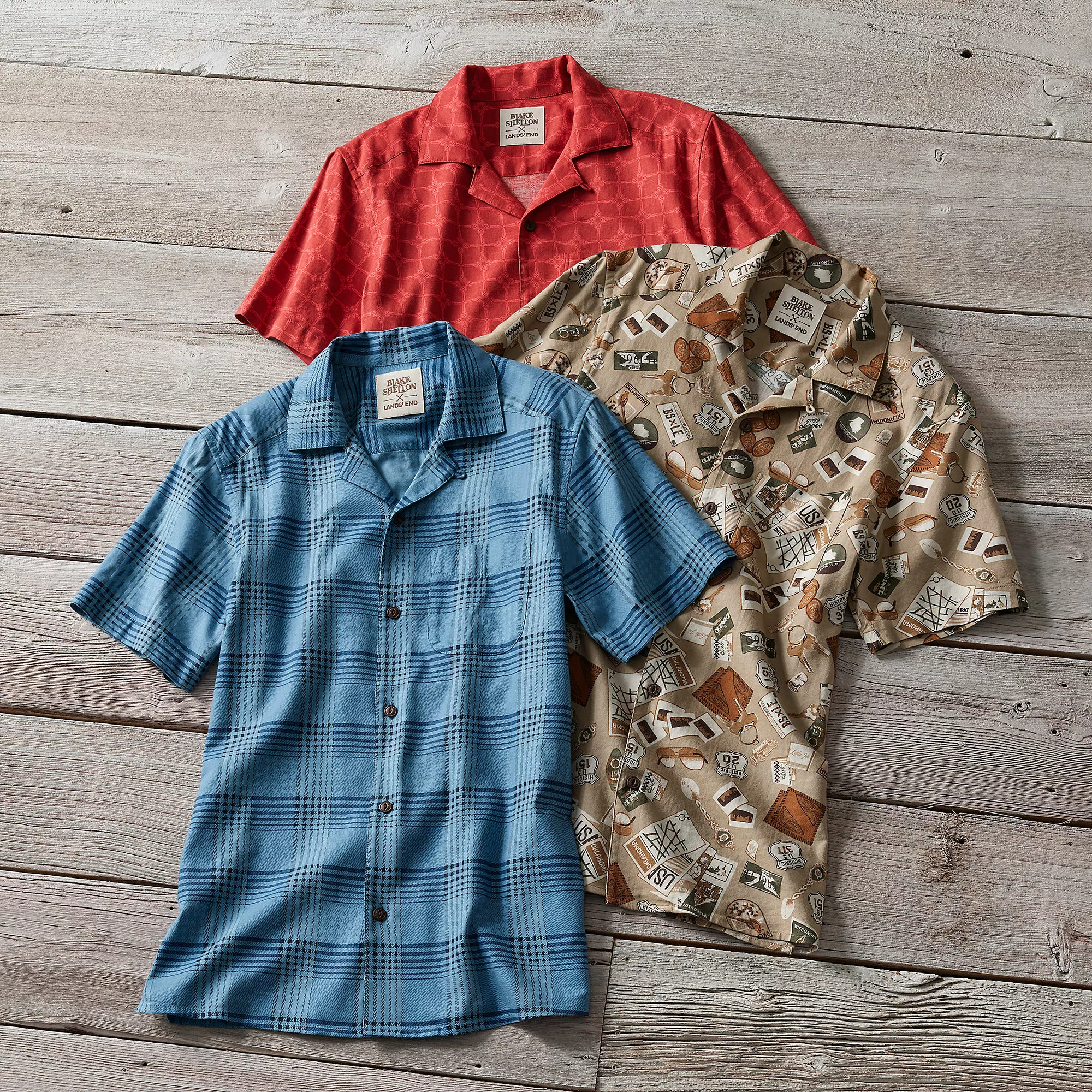 Blake Shelton X Lands' End Men's Traditional Fit Short Sleeve Hawaiian Shirt - Image 2