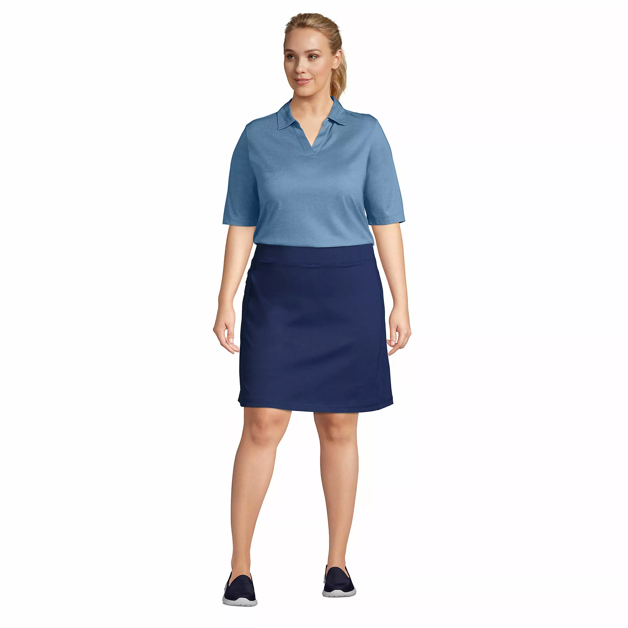 Lands' End Women's Plus Size Performance Elbow Sleeve Pique Polo - Image 4