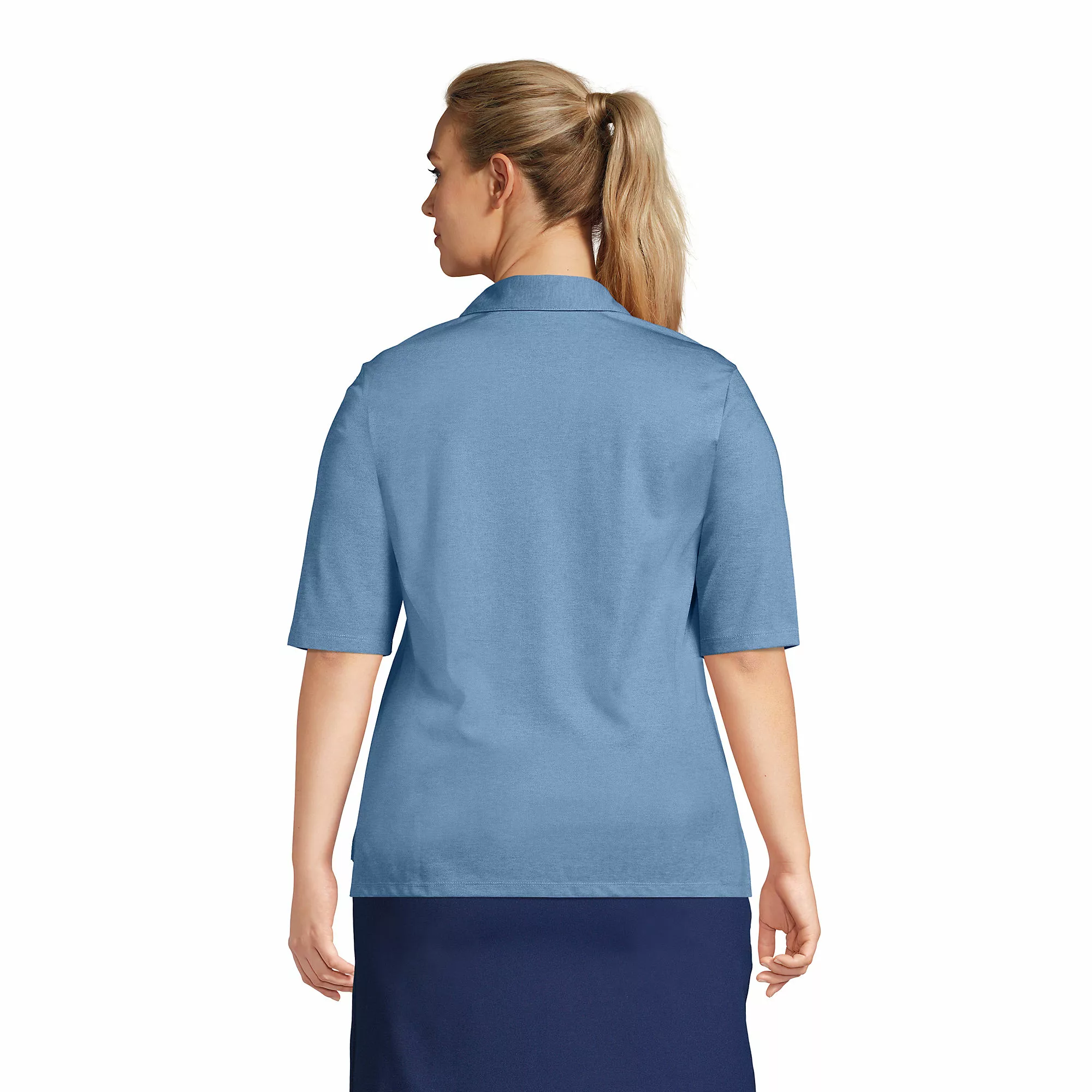 Lands' End Women's Plus Size Performance Elbow Sleeve Pique Polo - Image 2