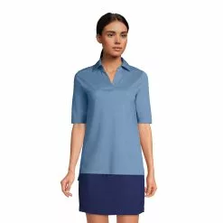 Lands' End Women's Performance Elbow Sleeve Pique Polo