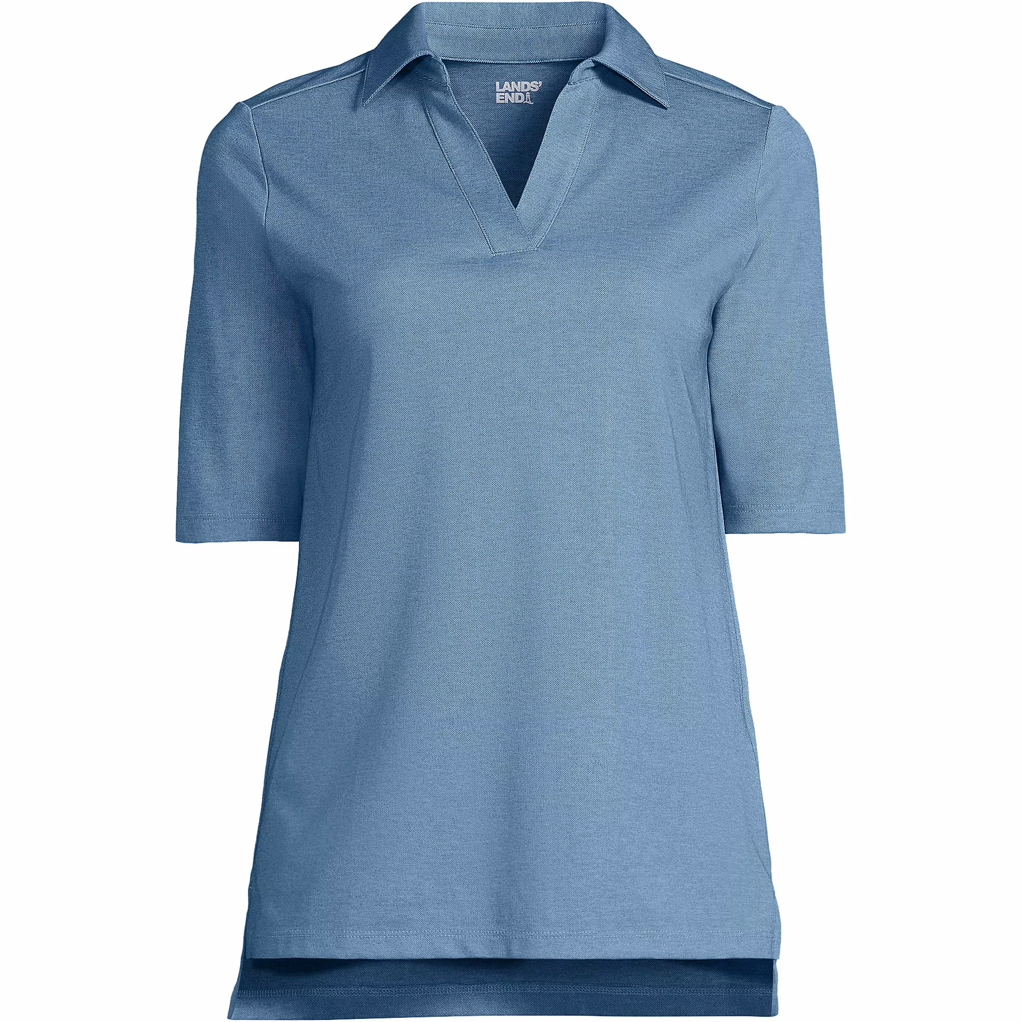 Lands' End Women's Plus Size Performance Elbow Sleeve Pique Polo - Image 5