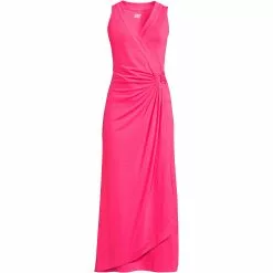 Lands' End Women's Plus Size Light Weight Cotton Modal Sleeveless Surplice Maxi Dress