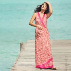 Lands' End Women's Light Weight Cotton Modal Sleeveless Surplice Maxi Dress