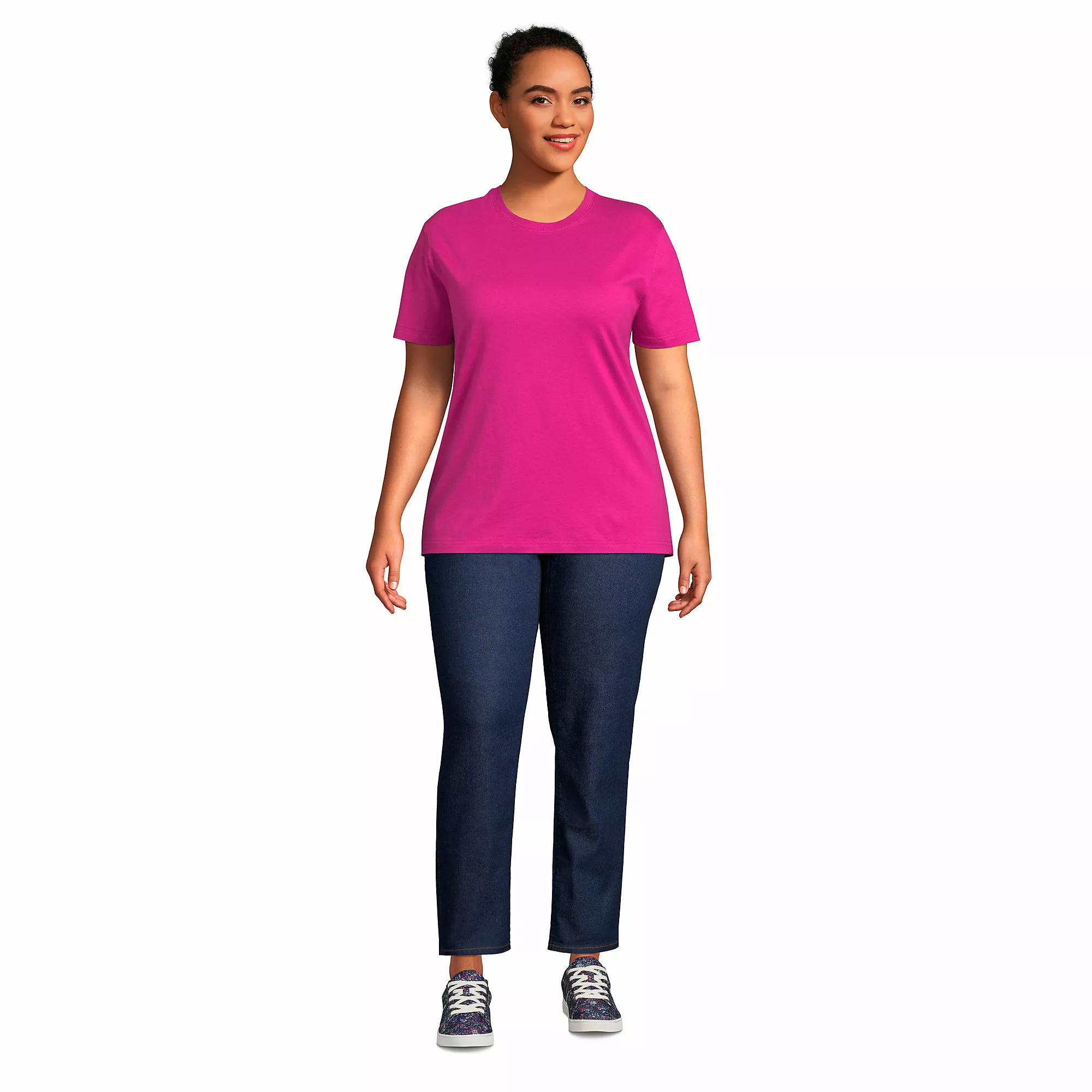 Lands' End Women's Plus Size Short Sleeve Super T Crew Neck T-Shirt - Image 4