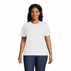 Lands' End Women's Plus Size Short Sleeve Super T Crew Neck T-Shirt
