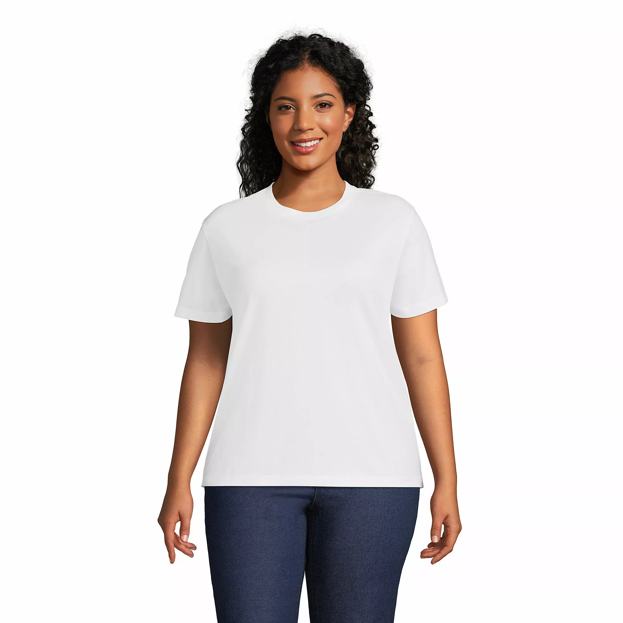 Lands' End Women's Plus Size Short Sleeve Super T Crew Neck T-Shirt