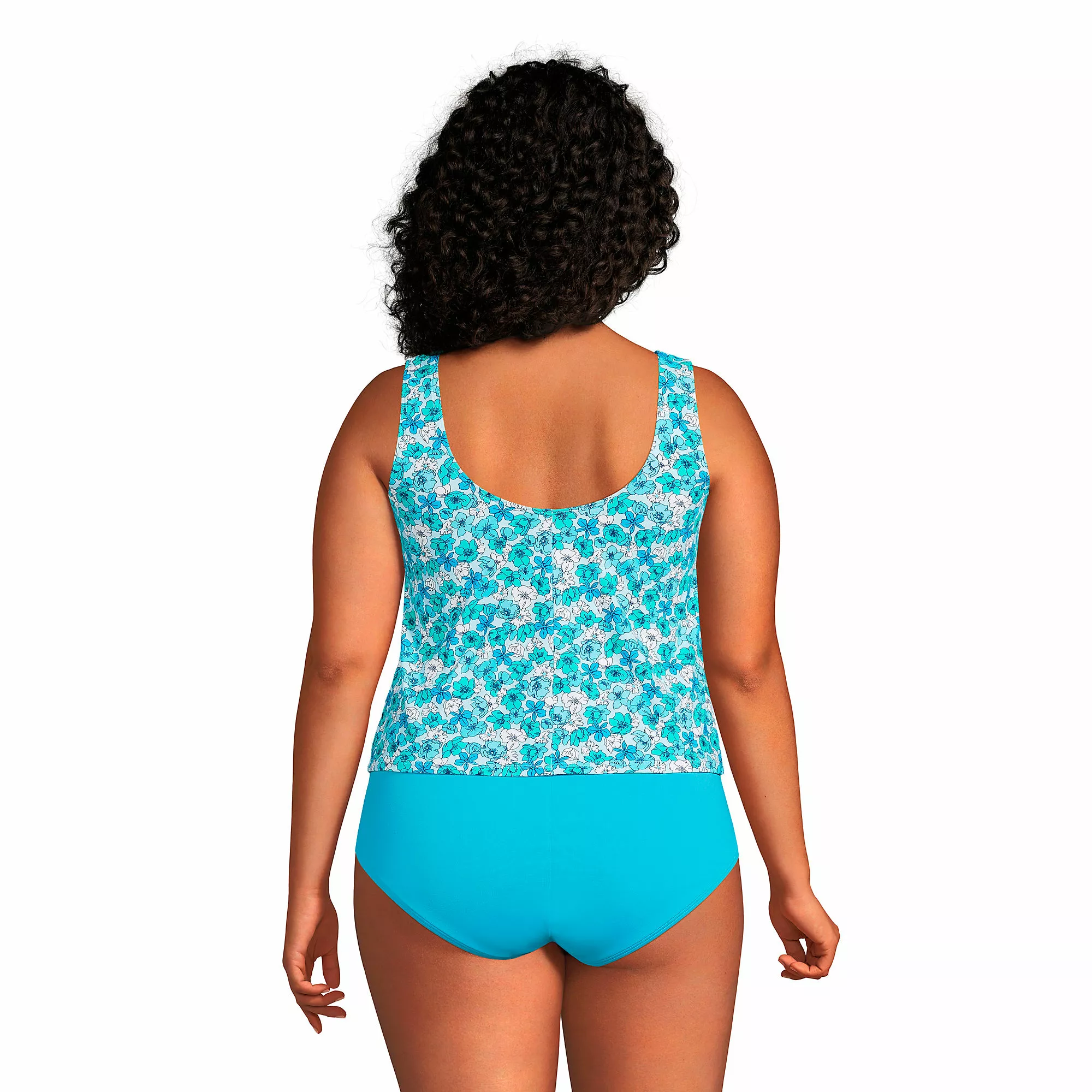 Lands' End Women's Plus Size Chlorine Resistant V-neck One Piece Fauxkini Swimsuit Faux Tankini Top - Image 2