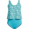 Lands' End Women's Plus Size Chlorine Resistant V-neck One Piece Fauxkini Swimsuit Faux Tankini Top