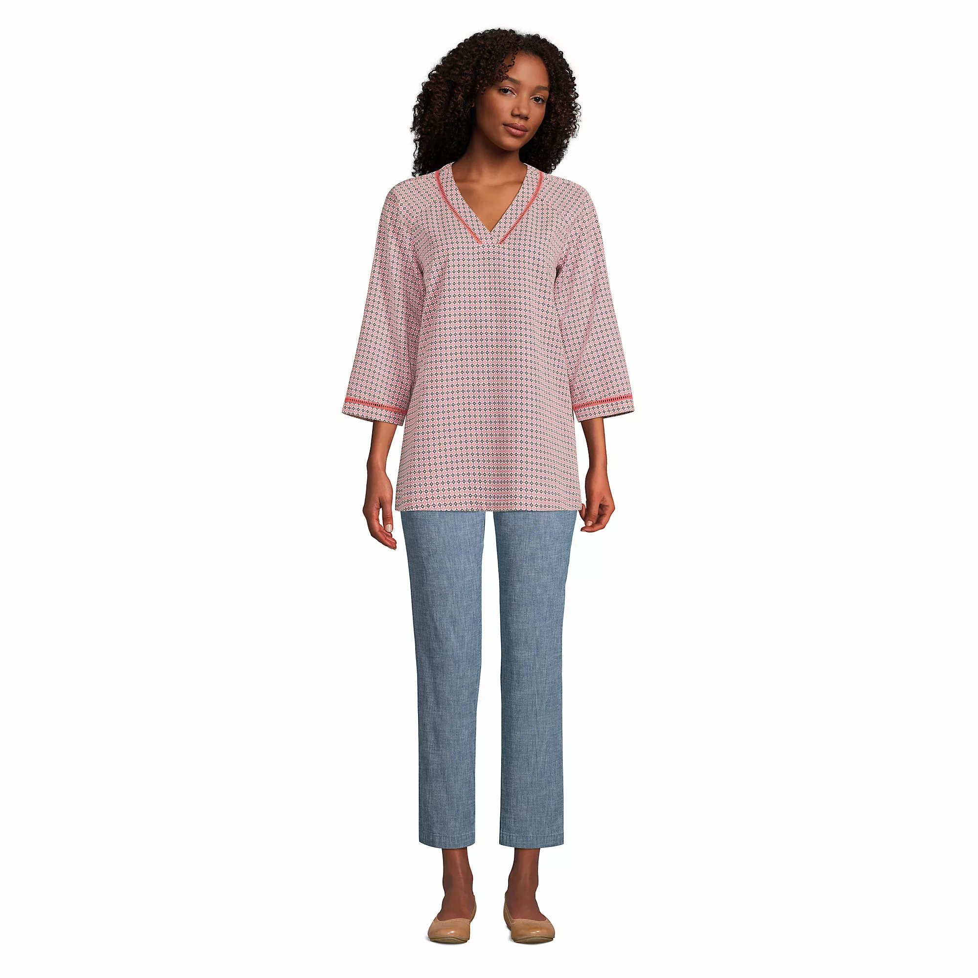 Lands' End Women's Rayon 3/4 Sleeve V Neck Tunic Top - Image 4