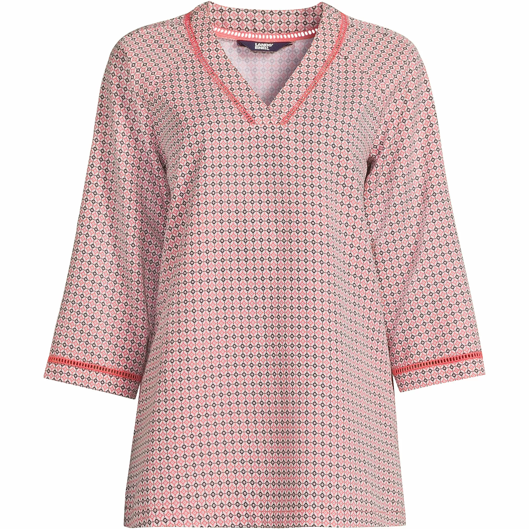 Lands' End Women's Plus Size Rayon 3/4 Sleeve V Neck Tunic Top - Image 5