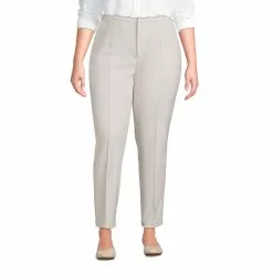Lands' End Women's Plus Size High Rise Bi Stretch Pintuck Pencil Ankle Pants