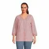 Lands' End Women's Plus Size Rayon 3/4 Sleeve V Neck Tunic Top