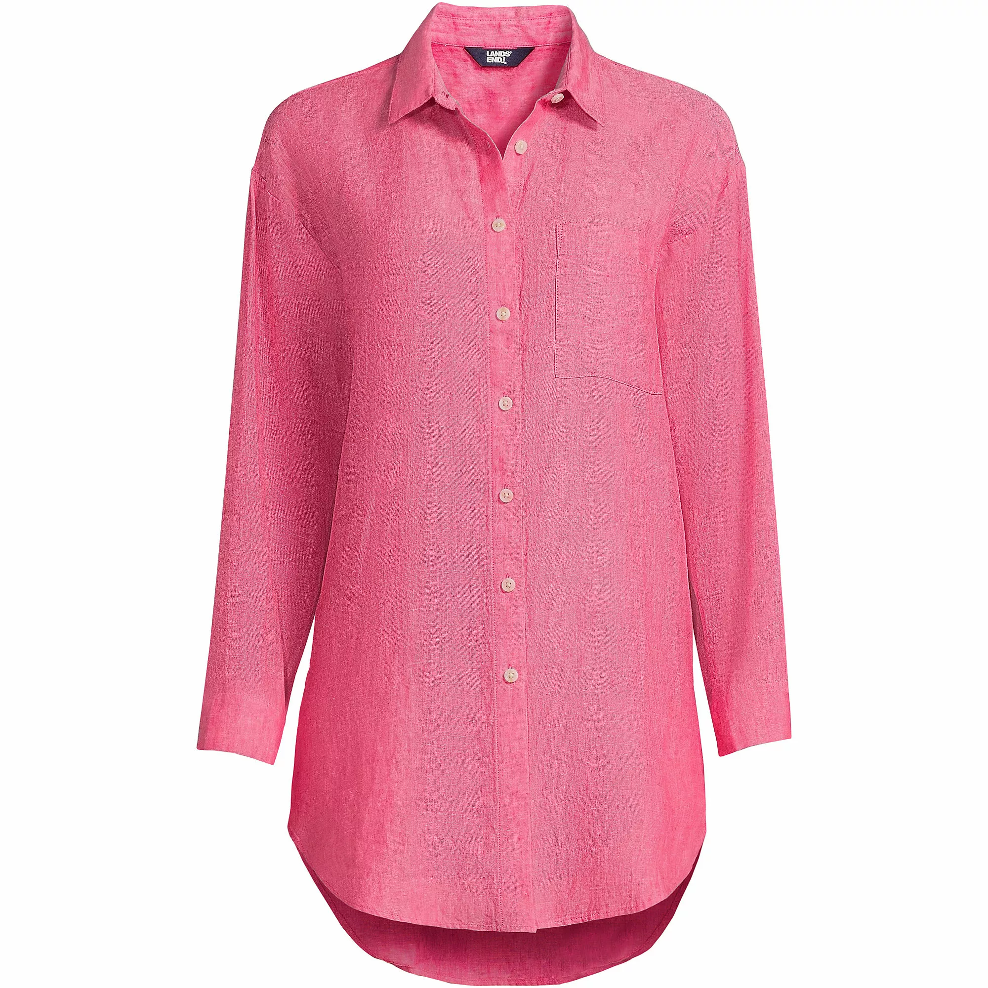 Lands' End Women's Linen Long Sleeve Oversized Extra Long Tunic Top - Image 2