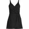 Lands' End Women's Plus Size Chlorine Resistant V-neck Tulip Wrap Swim Dress One Piece Swimsuit