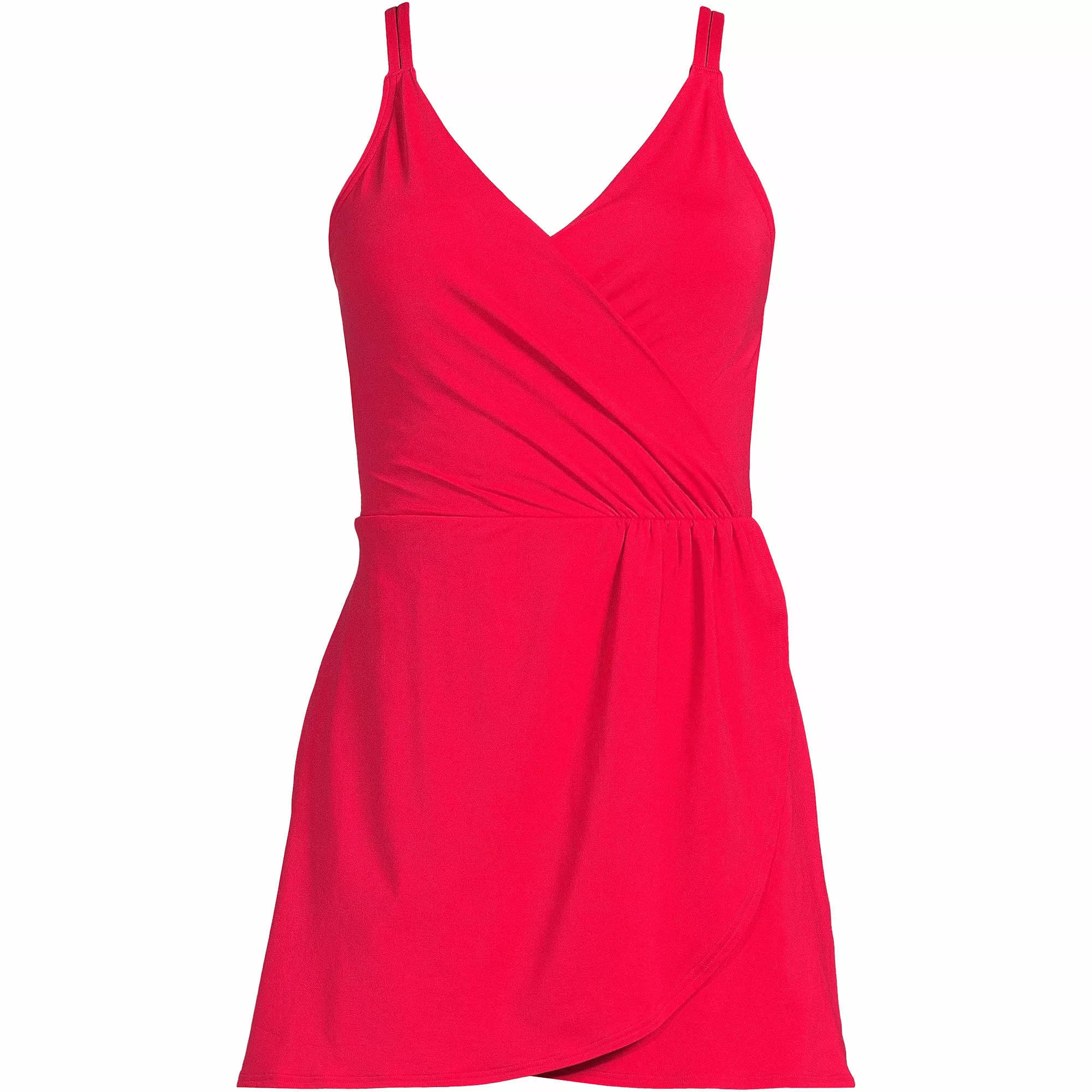 Lands' End Women's Chlorine Resistant V-neck Tulip Wrap Swim Dress One Piece Swimsuit - Image 2
