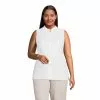 Lands' End Women's Plus Size Linen Sleeveless Pintuck Shirt