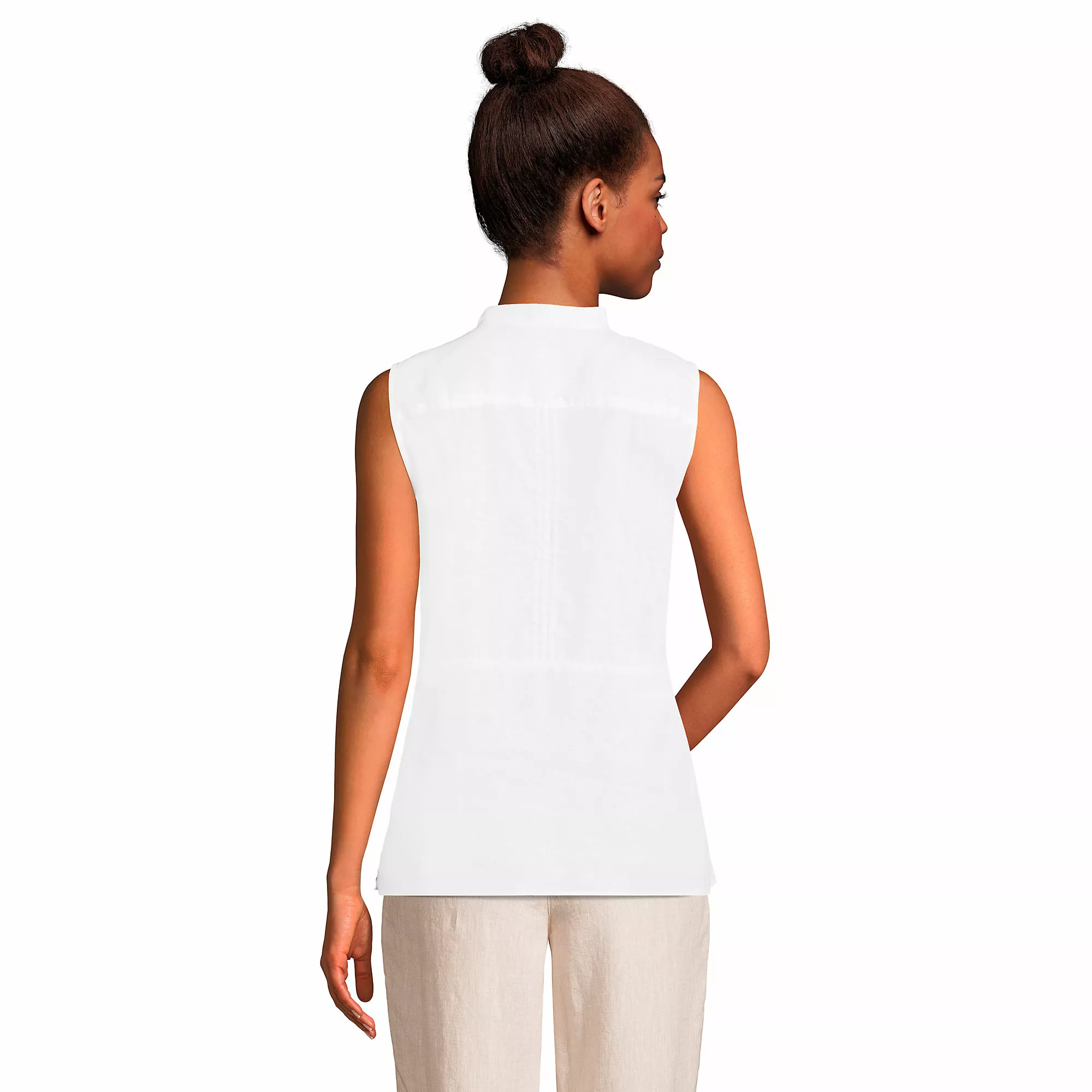 Lands' End Women's Linen Sleeveless Pintuck Shirt - Image 2