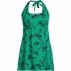 Lands' End Women's Plus Size Chlorine Resistant Square Neck Halter Swim Dress One Piece Swimsuit