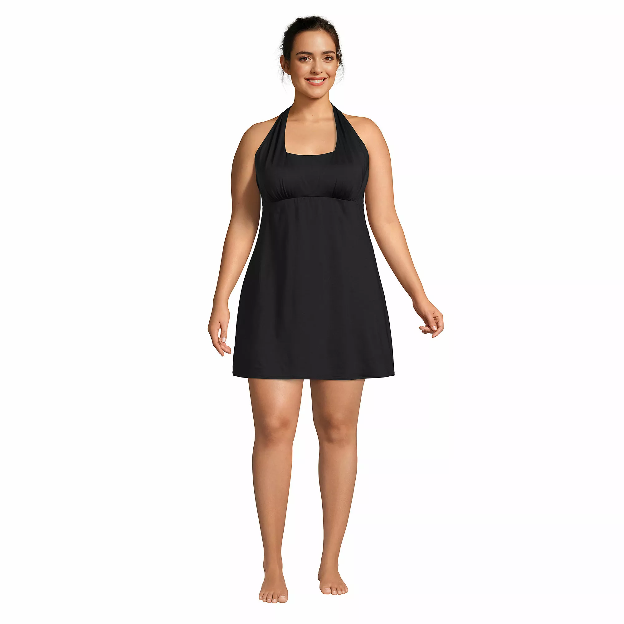 Lands' End Women's Plus Size Chlorine Resistant Square Neck Halter Swim Dress One Piece Swimsuit - Image 3