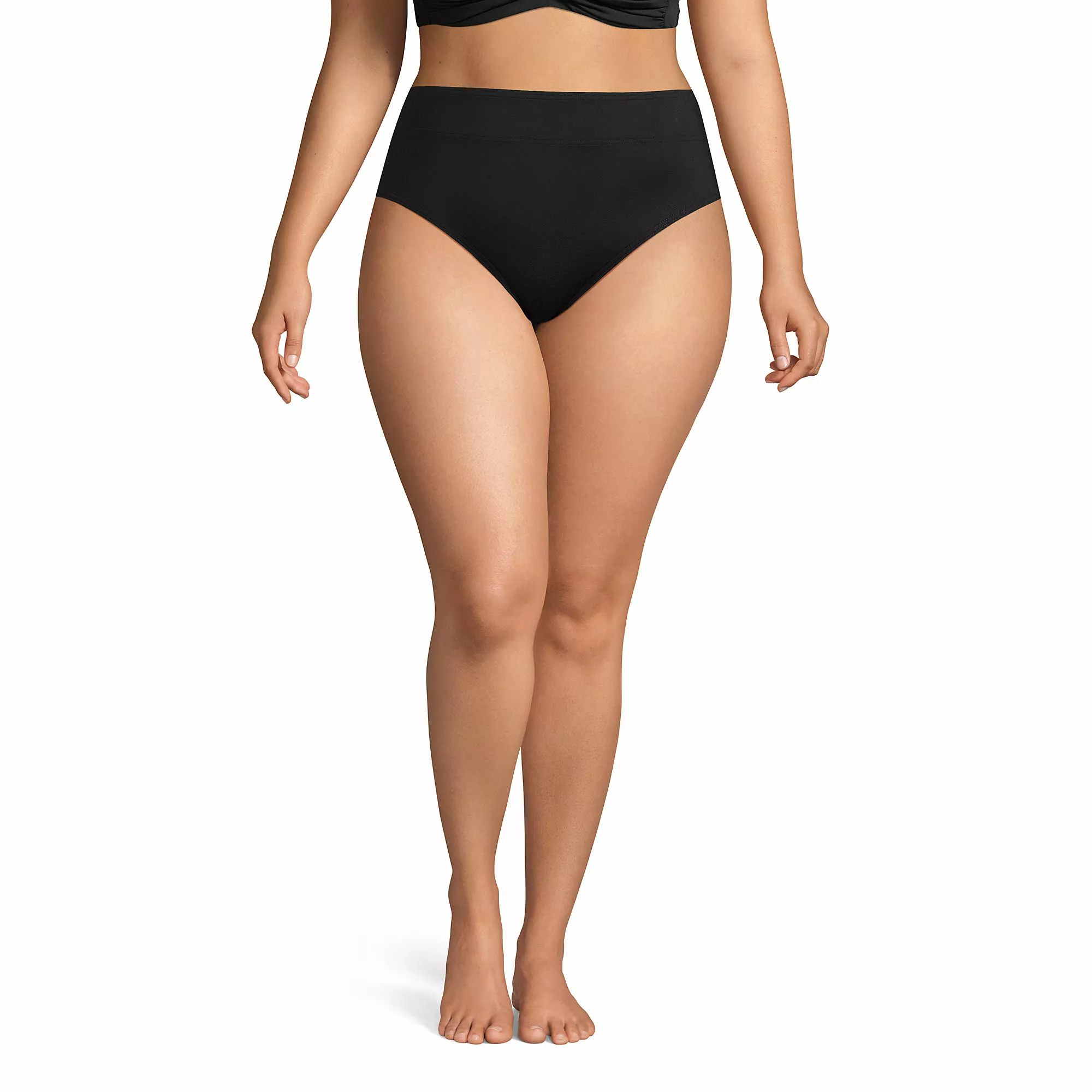 Lands' End Women's Plus Size Chlorine Resistant High Leg High Waisted Bikini Swim Bottoms - Image 3