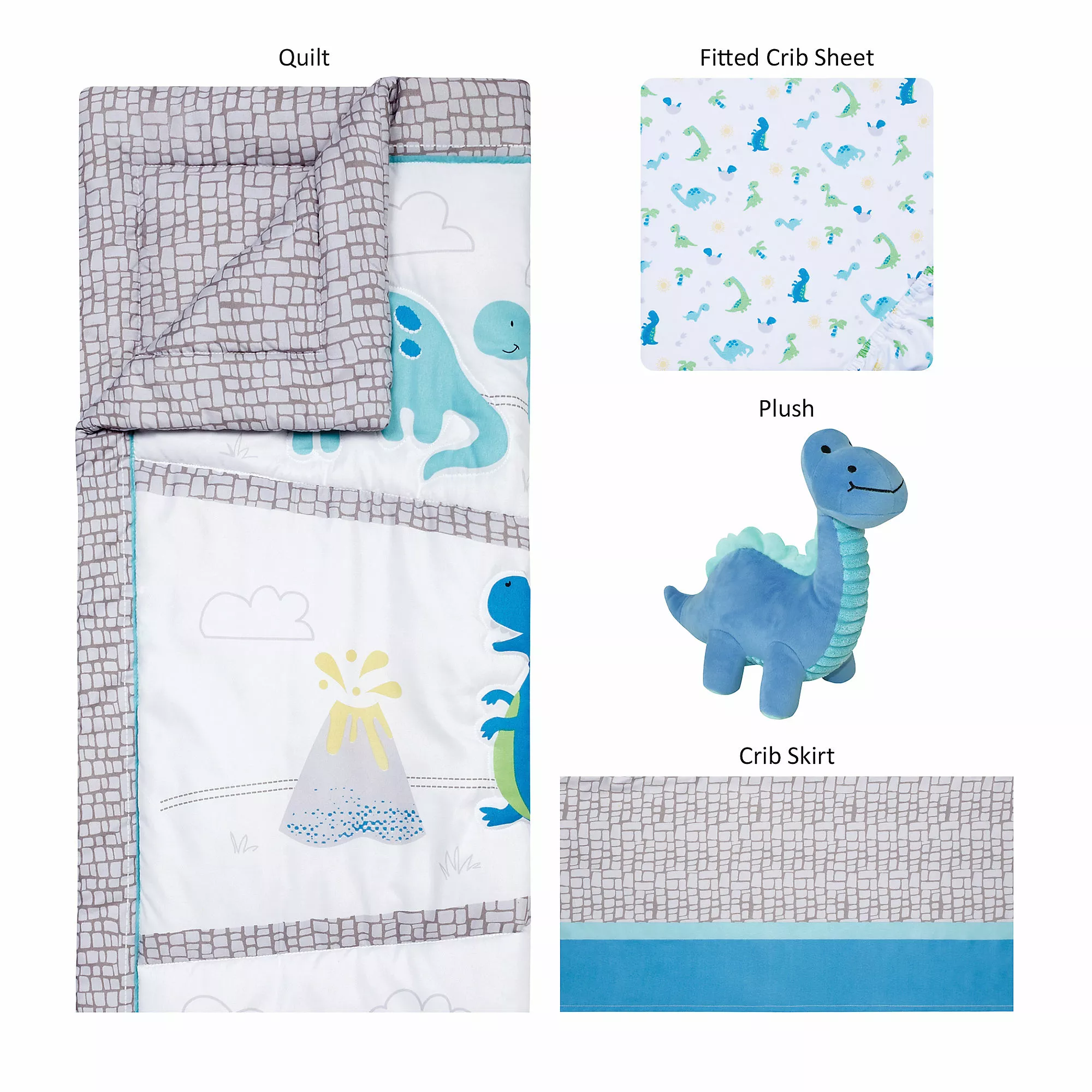 Sammy & Lou Sammy And Lou Sweet Dinosaur Pals 4 Piece Crib Bedding Set - Image 2