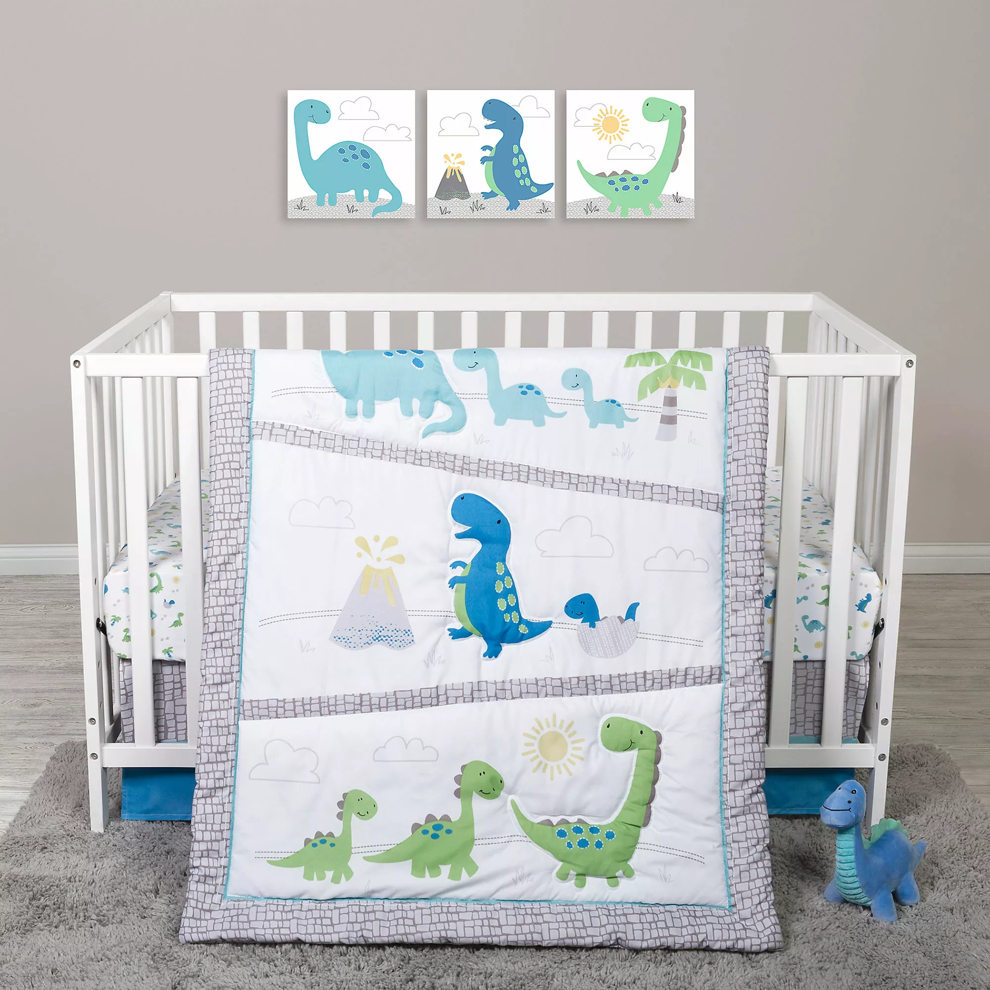 Sammy & Lou Sammy And Lou Sweet Dinosaur Pals 4 Piece Crib Bedding Set