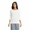 Lands' End Women's Linen Cotton 3/4 Sleeve Boatneck Sweater