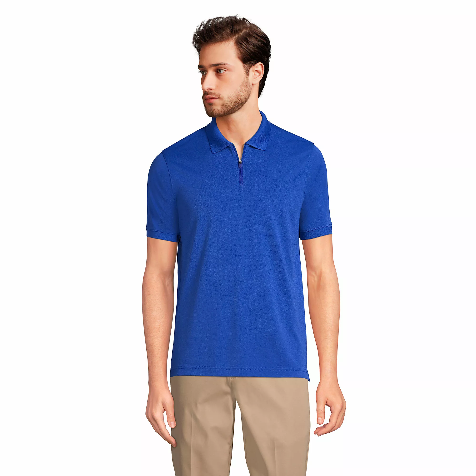 Lands' End Unisex Short Sleeve Basic Polyester Zip Polo - Image 4