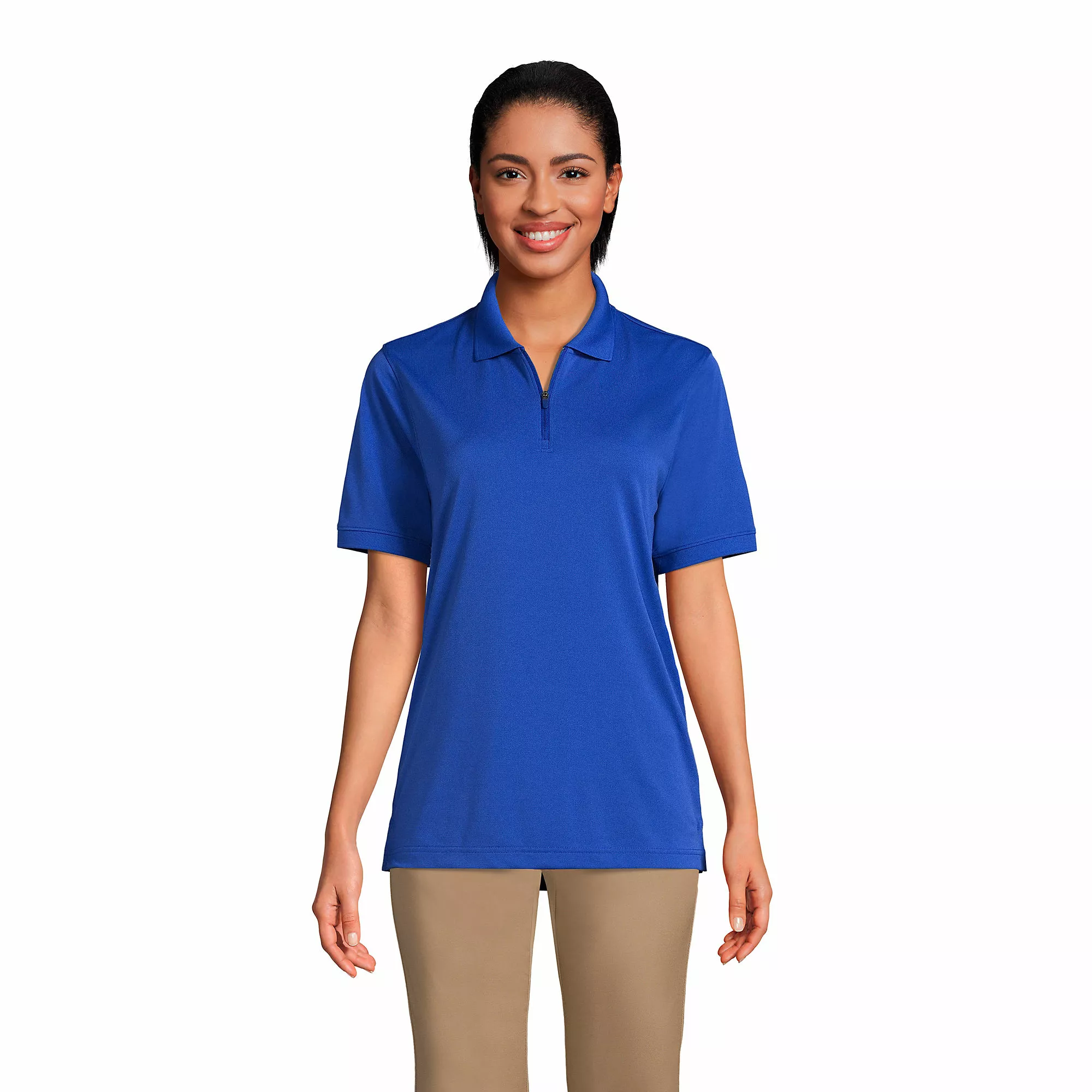 Lands' End Unisex Short Sleeve Basic Polyester Zip Polo - Image 3