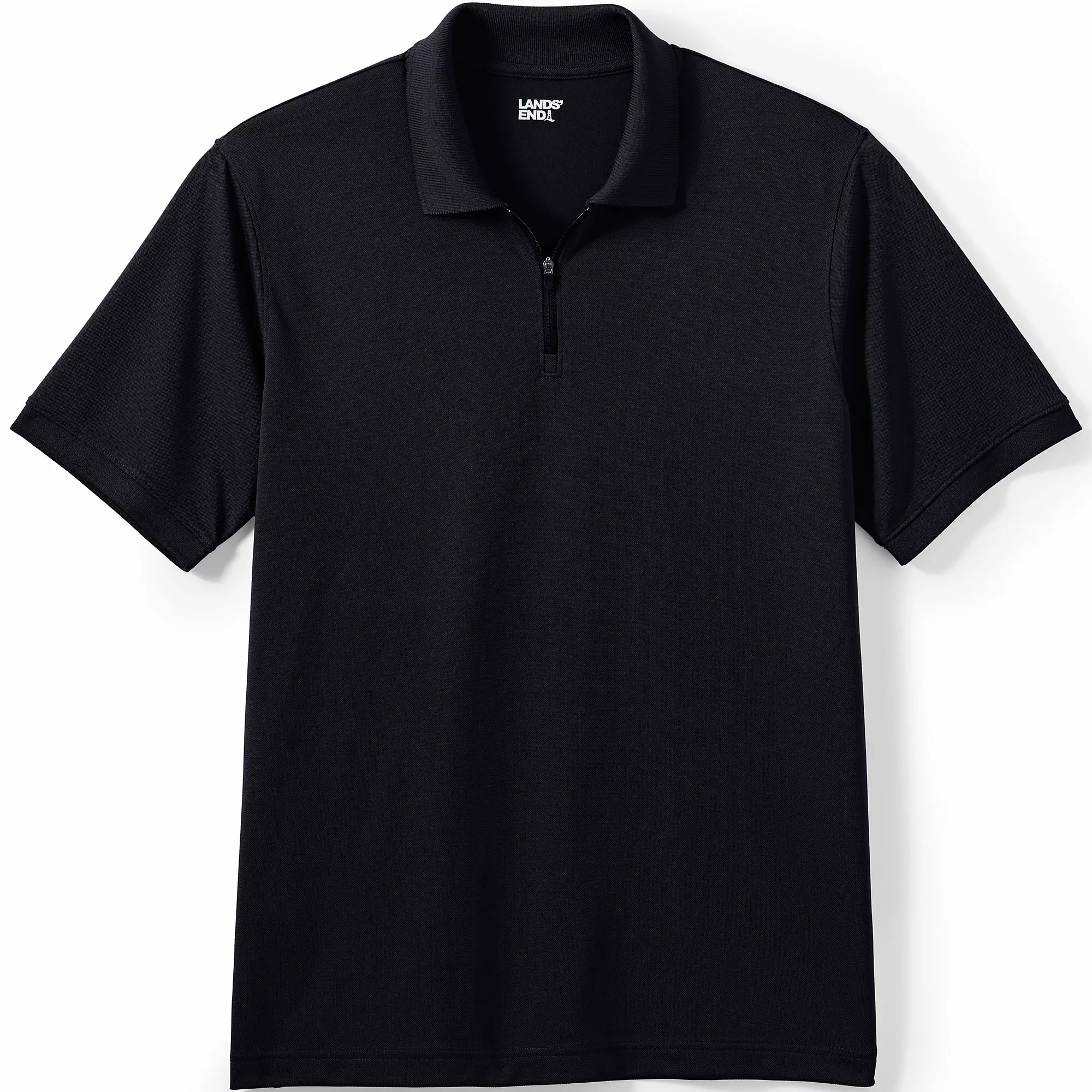 Lands' End Unisex Short Sleeve Basic Polyester Zip Polo