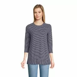 Lands' End Women's 3/4 Sleeve Slub Jersey Swing Tunic